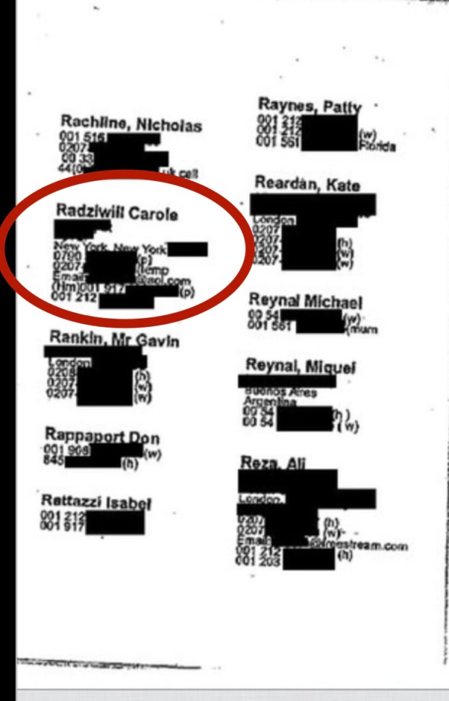 Carole Radziwill Ghislaine Maxwell