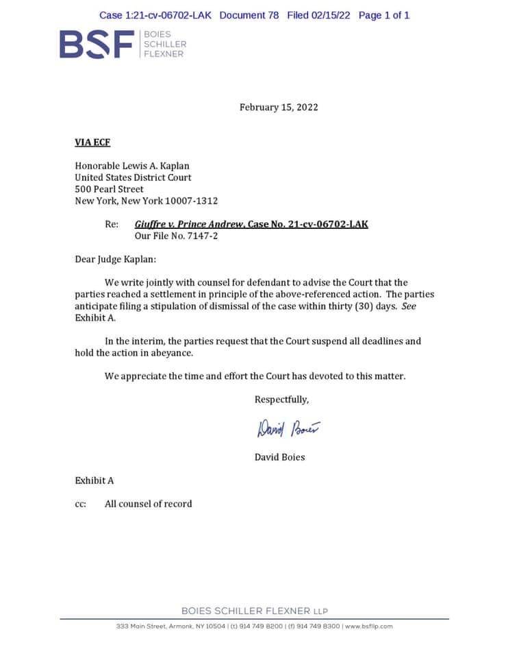 Prince Andrew Virginia Giuffre Settlement