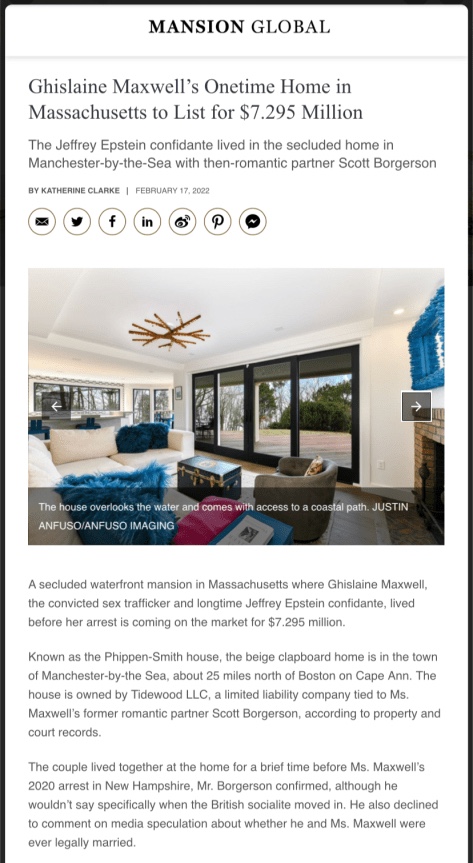 Ghislaine Maxwell Manchester by the Sea